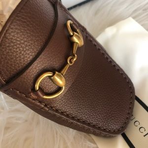 Men’s Gucci Hebron Brown Leather Horsebit Drivers/Loafer size 7